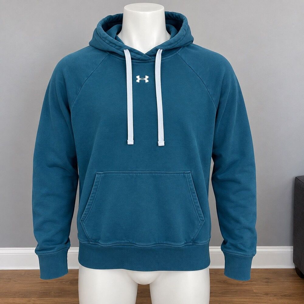 Under Armour Men’s XL Teal Blue Fleece Hoodie Loose Fit Streetwear Athletic